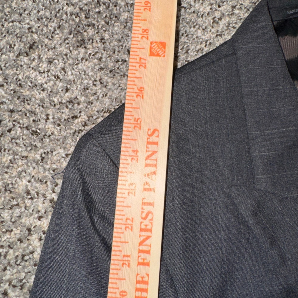 Vintage Pierre Balmain 46L Gray Pinstripe Double Breasted Blazer Suit Jacket - Picture 4 of 8